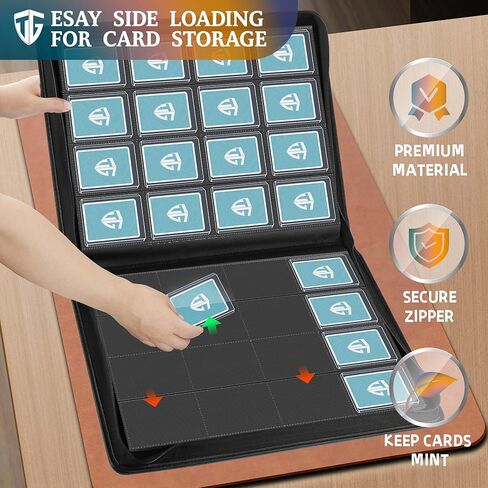 Toploader Binder,Holds 216 Toploaders,9 Pocket Top Loader Binder with Sleeves for 3"x4" Rigid Toploaders Hard Cases,Top loader Binders for TCG, MTG Card Binder, Trading Cards Binder(Black) in Kuwait