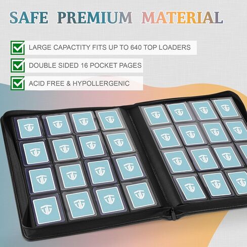 Toploader Binder,Holds 216 Toploaders,9 Pocket Top Loader Binder with Sleeves for 3"x4" Rigid Toploaders Hard Cases,Top loader Binders for TCG, MTG Card Binder, Trading Cards Binder(Black) in Kuwait