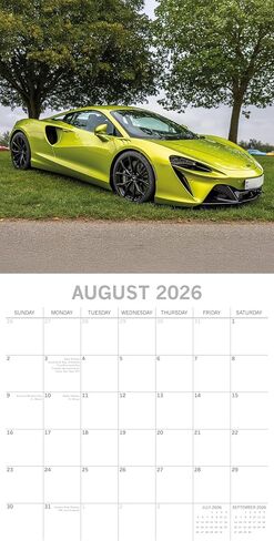 2026 Square Wall Calendar - Super Cars 12 x 12 Inch Monthly View, 16-Month, Transport Theme, Includes 180 Reminder Stickers in Saudi Arabia