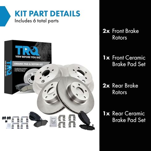 TRQ Front and Rear Brake Pad and Rotor Set Ceramic Compatible with 2012-2016 Subaru Impreza in Saudi Arabia
