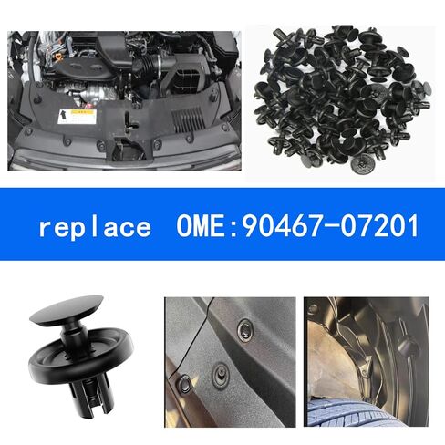 forToyota Push-Type Retainer Clips 90467-07201, Black Plastic Trim Fasteners, Pack of 25 in Saudi Arabia