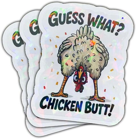 3Pcs Guess What Chicken Butt Sticker Funny Meme Chickens Hilarious Gift for Kids Teens and Adults Guess What Chicken Butt Stickers Chickens Car Decal for Laptop Water Bottle Toolbox Phone Case (G1) in Saudi Arabia