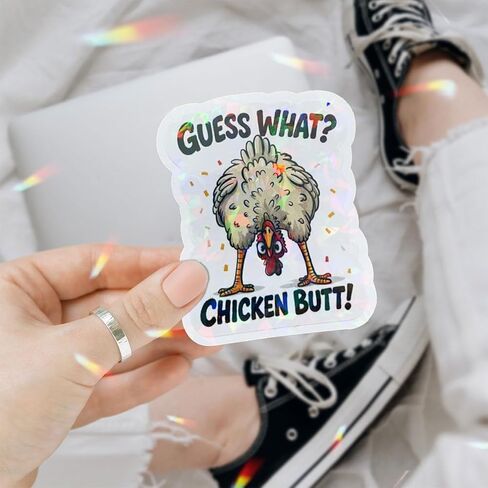 3Pcs Guess What Chicken Butt Sticker Funny Meme Chickens Hilarious Gift for Kids Teens and Adults Guess What Chicken Butt Stickers Chickens Car Decal for Laptop Water Bottle Toolbox Phone Case (G1) in Saudi Arabia