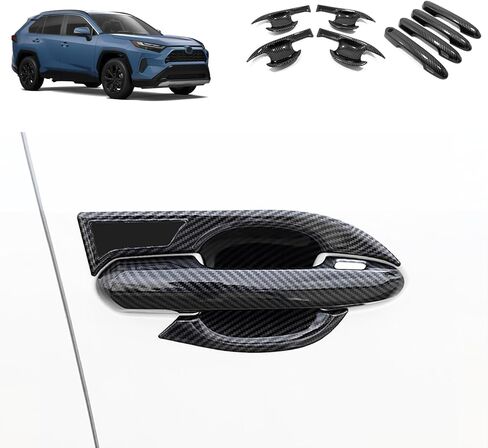 Exterior Door Handle and Bowl Cover Compatible with Toyota RAV4 2025 2024 2023 2022-2019 Door Handle Bowl Covers Exterior Car Accessories ABS 8PCS(Carbon Fiber Style) in Saudi Arabia