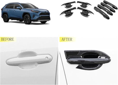 Exterior Door Handle and Bowl Cover Compatible with Toyota RAV4 2025 2024 2023 2022-2019 Door Handle Bowl Covers Exterior Car Accessories ABS 8PCS(Carbon Fiber Style) in Saudi Arabia