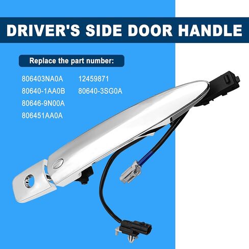 Front Left Side Driver Door Handle Chrome, Compatible with Leaf S 2013-2017, Maxima 2009-2014, Murano 2009-2014 etc, Replace OE# 80646-9N00A, 806469N00A in Saudi Arabia