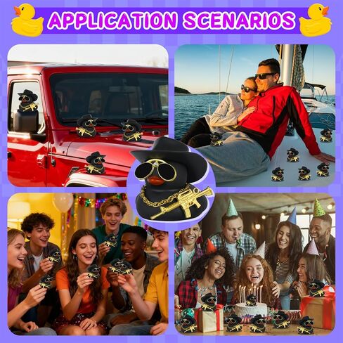 1PC Cowboy Duck Rubber Duck with Hat & Sunglasses - Funny Car Dashboard Decor, DIY Accessories for Cars/Desks/Gifts, Premium PVC Material (Brown) in Kuwait