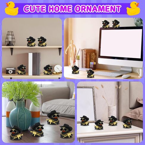 1PC Cowboy Duck Rubber Duck with Hat & Sunglasses - Funny Car Dashboard Decor, DIY Accessories for Cars/Desks/Gifts, Premium PVC Material (Brown) in Kuwait