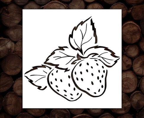 Reusable Strawberry Stencil Strawberries Drawing Strawberry Flower Fruit Garden Botanical Stencils (8.5x11, A) in Saudi Arabia