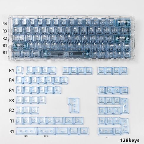 mintcaps Crystal Clear Keyboard Keycaps Transparent PC Cherry Profile Red Keycap Set 114 Keys Shine Through Key Cap for Cherry Gateron Mx Switches Mechanical Keyboard in Kuwait