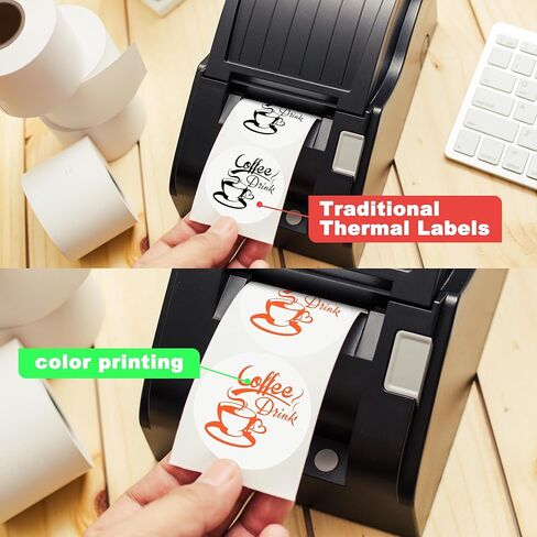 Hybsk 2 inch Circle Color Printing Thermal Stickers, Orange on White Thermal Labels for Barcodes,Name Tag,DIY Logo Design,QR Code,Inventory– Compatible with Zebra,Rollo and More-750 pcs(Orange) in Saudi Arabia