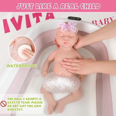 دمى أطفال IVITA مقاس 17 بوصة من السيليكون لكامل الجسم واقعية، وليست دمى من الفينيل، دمى أطفال حديثي الولادة من السيليكون الصلب بالكامل - فتاة in Kuwait