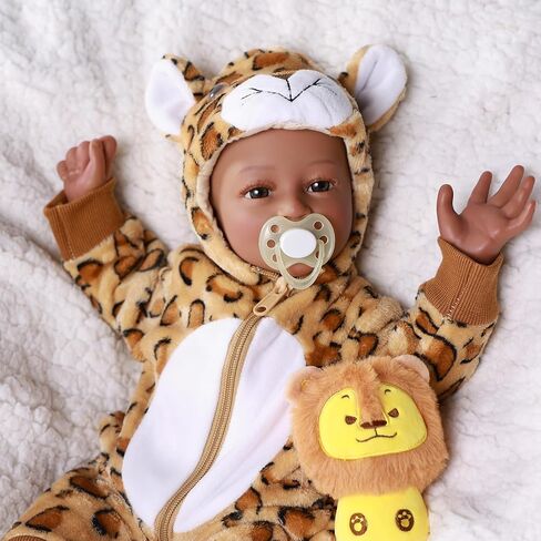 BABESIDE Adorable Lifelike Black Baby Doll - 17" Handmade Realistic African American Baby Dolls with Premium Outfit & Accessories Pretend Play Gift for Toddlers Age 3+ in Saudi Arabia