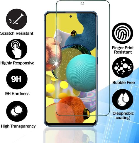 RKINC Screen Protector [4-Pack] for Samsung Galaxy A42 5G, Tempered Glass Film Screen Protector, 0.33mm [LifetimeWarranty][Anti-Scratch][Anti-Shatter][Bubble-Free] in Kuwait