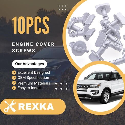 Rexka 10pcs Radiator Support Splash Shield Bolt Engine Cover Retainer Pin Screw BB5Z00817A for Ford Lincoln Edge Explorer F150 MKX Mark LT in Saudi Arabia