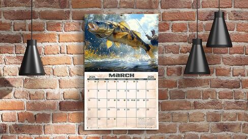 تقويم جداري مصور لصيد الأسماك لعام 2026 مقاس 16 شهرًا مقاس X-Large 14x22، تقويم صيد الأسماك من شركة KING-Monster Calendars in Kuwait
