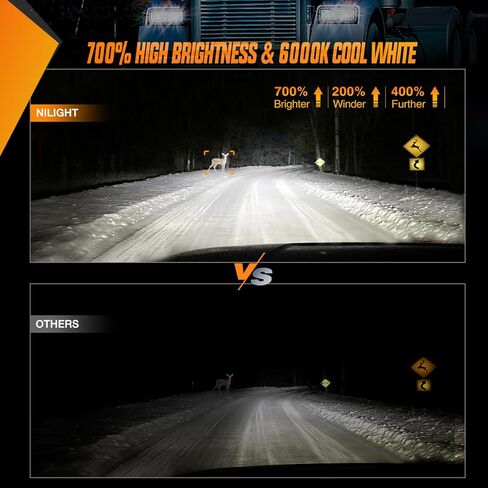 Nilight 4x6 Inch LED Headlights 60W DOT Approved Hi Lo Sealed Beam Rectangular Headlight Replacement H4651 H4652 H4656 H4666 H6545 Compatible with Kenworth Peterbil Ford Freightliner(Black, 4PCS) in Saudi Arabia