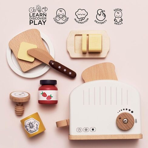 Le Toy Van - Honeybake Premium Wooden Cafe Machine Set - Pretend Kitchen and Cafe Play Toy Set | Kids Role Play Toy Kitchen Accessories (TV299), Small in Kuwait