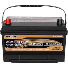 Weize Platinum AGM Battery BCI Group 94R - 12v 80ah H7 Size 94R Automotive Battery, 140RC, 850CCA, 36 Months Warranty in Kuwait