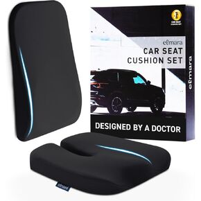 Elmara Doctor-Designed Car Seat Cushions for Driving – Car Seat Back Support, Driver Seat Cushion and Back Cushion for Car, Pillow for Driving Seat – The Ultimate Comfort Solution for Cars (Black) in Kuwait