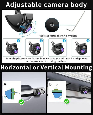 B-Qtech Car Rear View Camera License Plate Bracket, Back Up Camera License Plate Frame, Universal Car Dash Cam Mirror Camera Metal Bracket, Reverse Rear View Backup Camera Kit in Kuwait