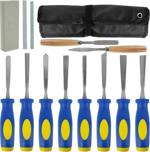 Lulu Home Wood Carving Tools, 16PCS Professional Carving Knife Tool Set for Woodworking Premium Wood Handle with Chisel Gouge Whetstones in Kuwait