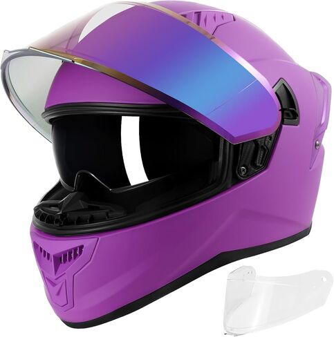 Full Face Motorcycle Helmets for Adult Men Women, DOT Approved Street Bike Racing Helmet Dual Visor Quick Release Buckle, Motorbike ADV Moped Helmet with Extra Clear Visor in Saudi Arabia