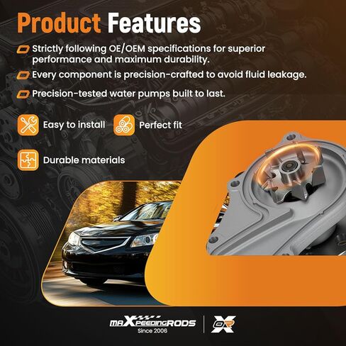 مضخة مياه المحرك maXpeedingrods لـ Acura TSX L4 2.4L 2009-2014، لهوندا أكورد L4 2.4L 2008-2012، لهوندا CR-V L4 2.4L 2010-2011 in Saudi Arabia