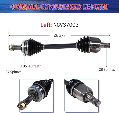 Maxfavor CV Axle Joint Shaft Asembly fit for Hyundai Sonata 2011 2012 2013 2014 GLS SE Limited Sedan 4-door 2.4L 4 Cyl No. NCV37003, Left Front (Driver) Side in Saudi Arabia