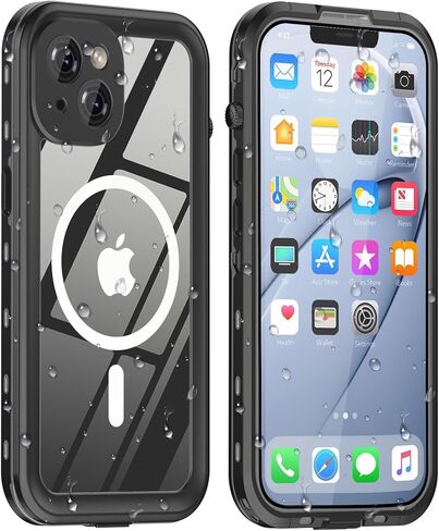 حافظة مقاومة للماء بتصميم لهاتف iPhone 13 Pro Max، حافظة هاتف مقاومة للصدمات والغبار لهاتف iPhone 13 Pro Max مع واقي شاشة، حافظة واقية لكامل الجسم لهاتف iPhone 13 Pro Max مقاس 6.7 بوصات (أسود) in Saudi Arabia