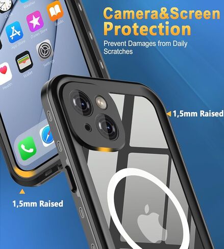 حافظة مقاومة للماء بتصميم لهاتف iPhone 13 Pro Max، حافظة هاتف مقاومة للصدمات والغبار لهاتف iPhone 13 Pro Max مع واقي شاشة، حافظة واقية لكامل الجسم لهاتف iPhone 13 Pro Max مقاس 6.7 بوصات (أسود) in Saudi Arabia