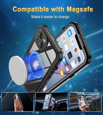 حافظة مقاومة للماء بتصميم لهاتف iPhone 13 Pro Max، حافظة هاتف مقاومة للصدمات والغبار لهاتف iPhone 13 Pro Max مع واقي شاشة، حافظة واقية لكامل الجسم لهاتف iPhone 13 Pro Max مقاس 6.7 بوصات (أسود) in Saudi Arabia
