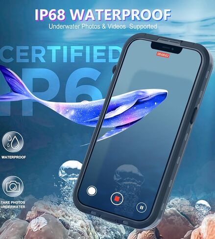 حافظة مقاومة للماء بتصميم لهاتف iPhone 13 Pro Max، حافظة هاتف مقاومة للصدمات والغبار لهاتف iPhone 13 Pro Max مع واقي شاشة، حافظة واقية لكامل الجسم لهاتف iPhone 13 Pro Max مقاس 6.7 بوصات (أسود) in Saudi Arabia