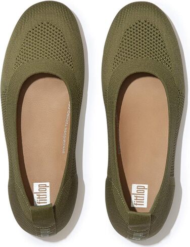حذاء باليه مسطح من FitFlop™ Allegro Airyknit، أزرق شاحب/فضي، مقاس 5 in Saudi Arabia