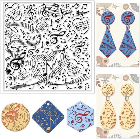 Generic Music Notes Polymer Clay Texture Sheets, Heart Shaped, 5.51 inches x 5.51 inches, Clear, Silicone, Polymer Clay, Texture Sheets in Saudi Arabia