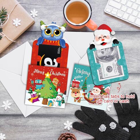 Christmas Money/Gift Card Holders 8-Pack, Merry Christmas Cards for Gifting Cash and Gift Card, Xmas Cards for Cash Check Ticket, Funny Holiday Gifting Ideas for Women Men Kids in Saudi Arabia