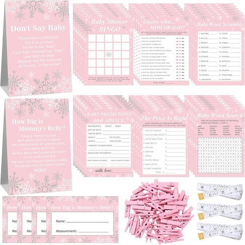 Jetec 407 Pcs Baby Shower Games, 8 Games, Word Scramble, Word Search, Predictions and Advice, The Price is Right, How Big is Mommy's Belly in Saudi Arabia