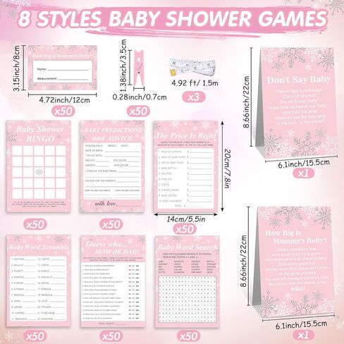 Jetec 407 Pcs Baby Shower Games, 8 Games, Word Scramble, Word Search, Predictions and Advice, The Price is Right, How Big is Mommy's Belly in Saudi Arabia