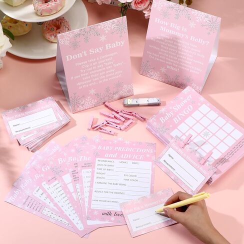 Jetec 407 Pcs Baby Shower Games, 8 Games, Word Scramble, Word Search, Predictions and Advice, The Price is Right, How Big is Mommy's Belly in Saudi Arabia