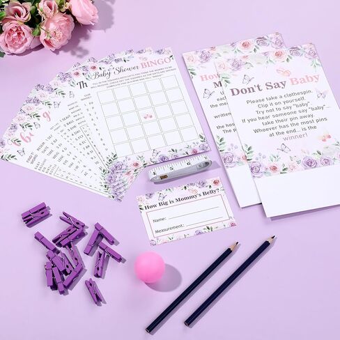 Jetec 407 Pcs Baby Shower Games, 8 Games, Word Scramble, Word Search, Predictions and Advice, The Price is Right, How Big is Mommy's Belly in Saudi Arabia