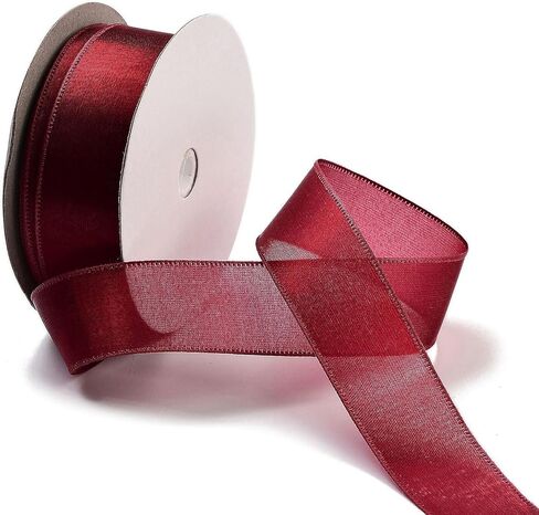 20 Yards Sheer Polyester Ribbon 1 inch Wired Edge Craft Ribbon for Gift Wrapping Cake Decor Bouquet Wedding Christmas Gift, Burlywood in Saudi Arabia