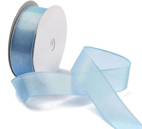 20 Yards Sheer Polyester Ribbon 1 inch Wired Edge Craft Ribbon for Gift Wrapping Cake Decor Bouquet Wedding Christmas Gift, Burlywood in Saudi Arabia