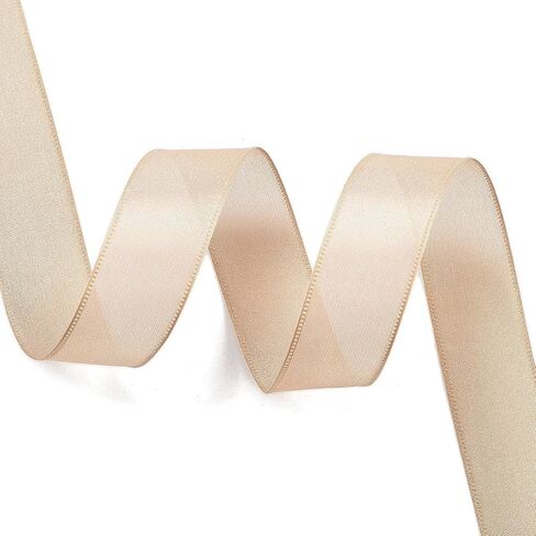 20 Yards Sheer Polyester Ribbon 1 inch Wired Edge Craft Ribbon for Gift Wrapping Cake Decor Bouquet Wedding Christmas Gift, Burlywood in Saudi Arabia