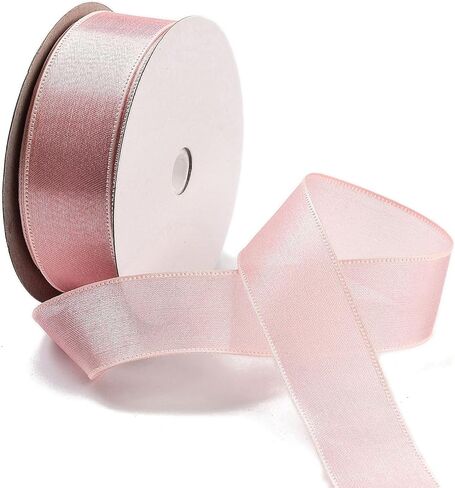 20 Yards Sheer Polyester Ribbon 1 inch Wired Edge Craft Ribbon for Gift Wrapping Cake Decor Bouquet Wedding Christmas Gift, Burlywood in Saudi Arabia
