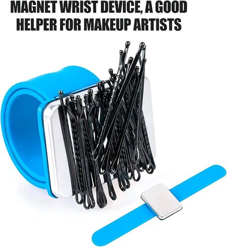 Magnetic Bobby Pin Holder - Hold Metal Bobby Pins and Clips in Easy Reach - Beauty Tools - Magnetic Pin Holder for Sewing, Cushion for Sewing Wristband Hair Stylist Wrist Cushion(Black) in Saudi Arabia