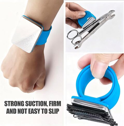 Magnetic Bobby Pin Holder - Hold Metal Bobby Pins and Clips in Easy Reach - Beauty Tools - Magnetic Pin Holder for Sewing, Cushion for Sewing Wristband Hair Stylist Wrist Cushion(Black) in Saudi Arabia