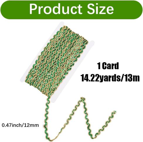 14 Yards 1/2 Inch Green Sequin Ribbon Trim Flat Sequins Beaded Strip Metallic Glitter Gimp Woven Braid Lace Fabric Trimming Bulk for Sewing Making Crafts Dresses Clothes Wedding Costume DIY in Saudi Arabia