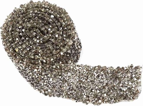 Mesh Rhinestone, Rhinestone Mesh Ribbon,1 Yard 30Mm Bling Mesh Wrap Roll Sparkle Crystal Rhinestone for Wedding Decorations, Rhinestone Ribbon Trim in Saudi Arabia