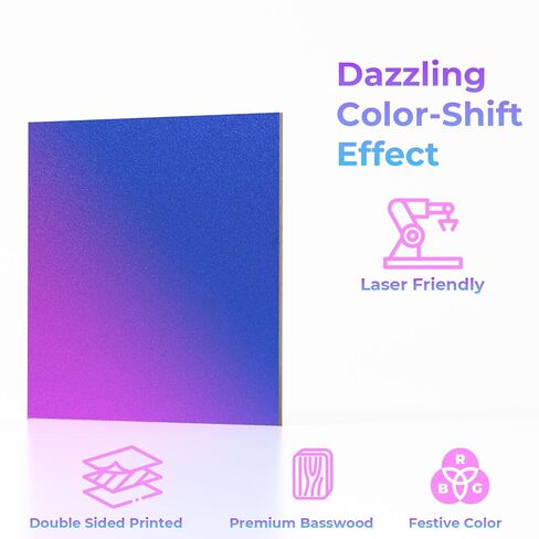 4 عبوات من ألواح الخشب الرقائقي متغيرة الألوان من الحرباء، 12 × 12 × 1/8 بوصة (3 مم) ألواح خشبية مزدوجة الجوانب للقطع بالليزر، والنقش، والحرف اليدوية، والديكور المنزلي واللافتات (4 ألوان) in Kuwait