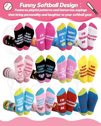 Patelai 12 Pairs Pink Volleyball Socks for Women Funny Novelty Volleyball Crew Sock Bulk Sport Socks Gifts for Volleyball Lovers Female Players Athletes Volleyball Coach in Saudi Arabia
